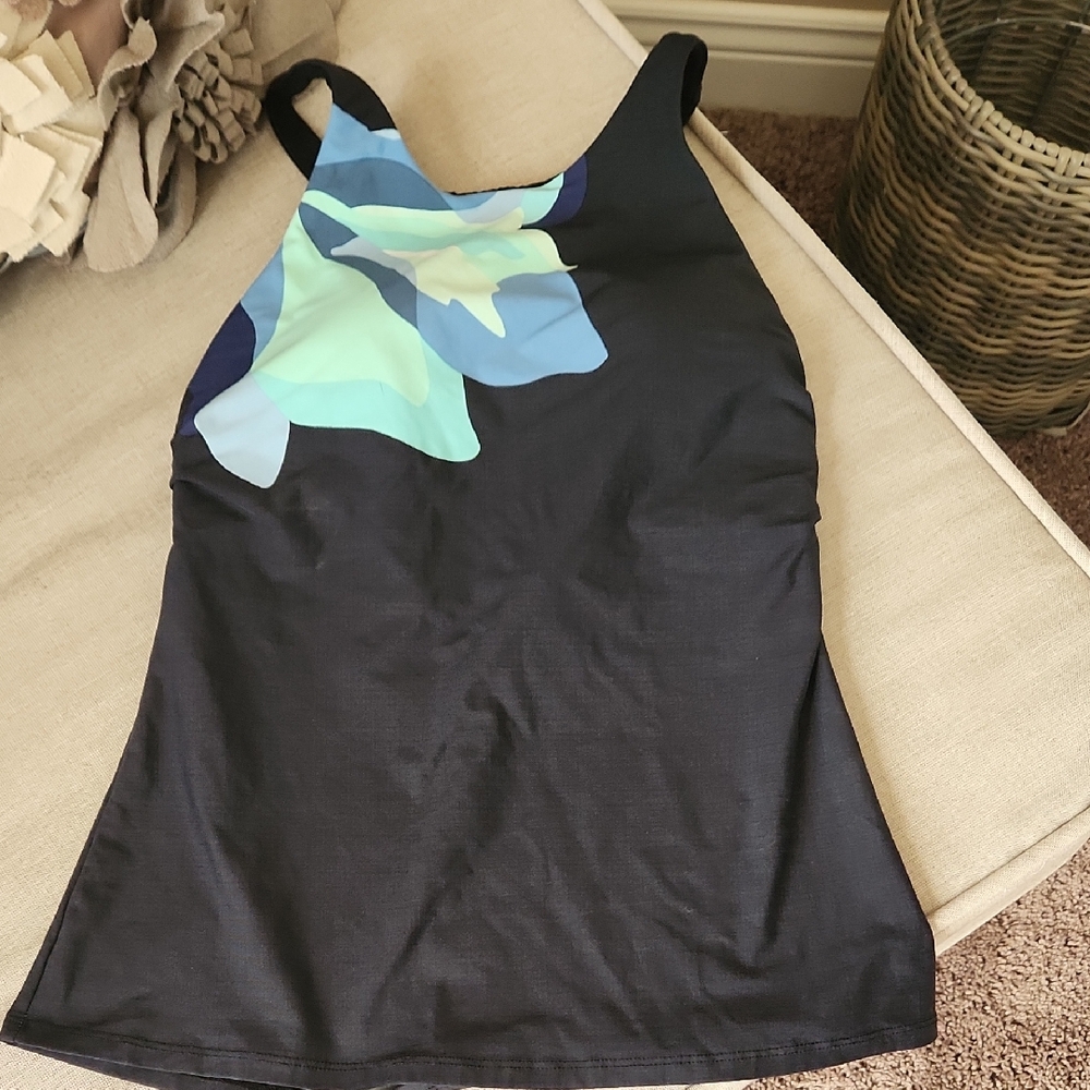 Floral Print Black Tank Top